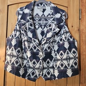 2X  Southwest Canyon Vest 100%Cotton 25" x 27"L Purple Teal Aztec Tribal Western